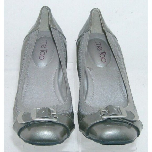 Me Too Penn 2 olive green patent leather square toe buckle block heels 7M - Picture 4 of 11